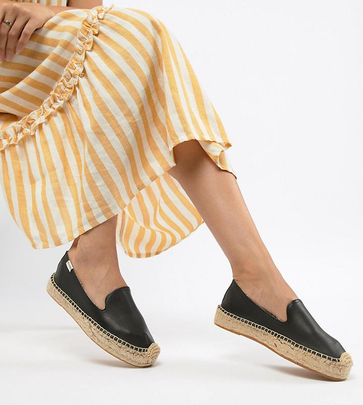 Soludos Leather Espadrilles - Black