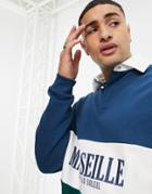 Asos Design Oversized Rugby Sweatshirt With Marseille Print-navy