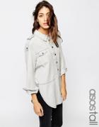 Asos Tall Denim Premium Utility Shirt In Washed Gray - Washed Black