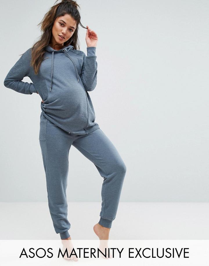 Asos Maternity Lounge Contrast Fabric Jogger - Gray