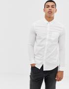 Burton Menswear Long Sleeve Oxford Shirt In White - White