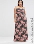 Club L Plus Maxi Bandeau Dress In Paisley Print - Multi