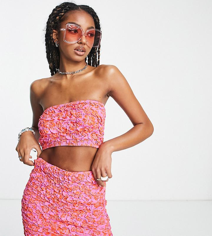 Collusion Floral Print Mini Skirt In Pink - Part Of A Set