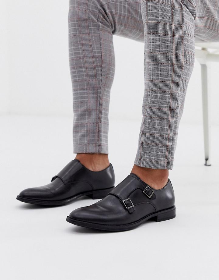 Office Monk Shoes In Black Leather
