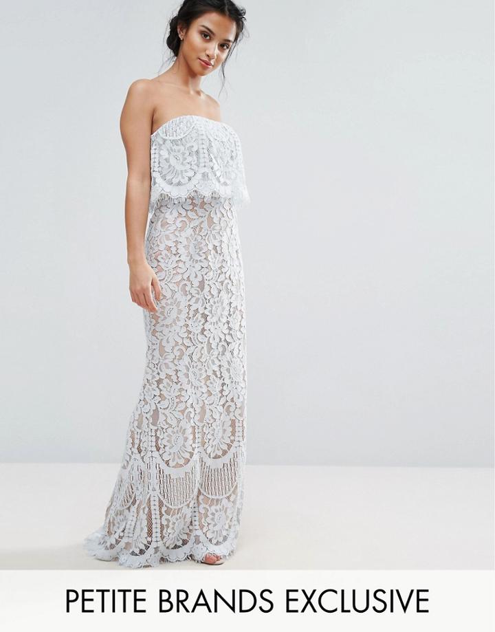Jarlo Petite All Over Lace Bandeau Maxi Dress - Blue