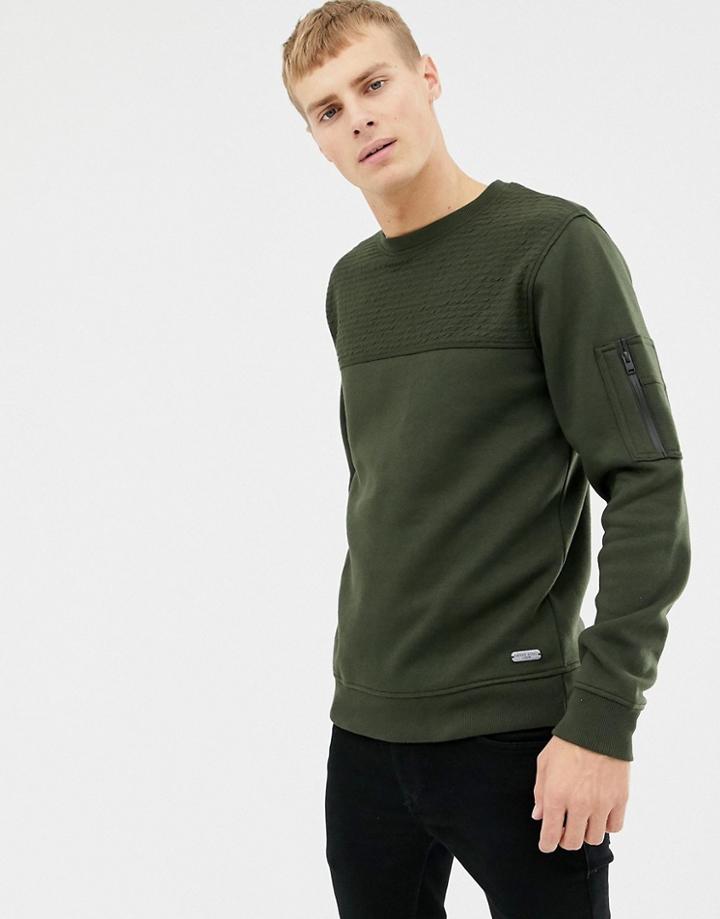 Brave Soul Crew Neck Textured Sweat-green