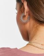 Svnx Small Hoop Design Earrings In Silver Tone-gold