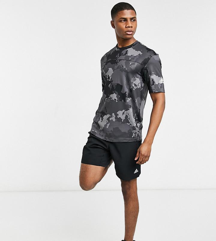 Adidas Training Camo T-shirt In Gray-green