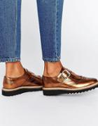 Asos Mindi Leather Flat Monk Shoes - Copper