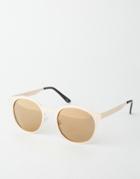 Asos Round Sunglasses In Gold Metal - Gold