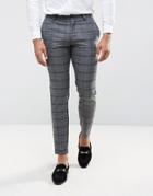 Jack & Jones Premium Slim Wedding Suit Pant In Check - Gray