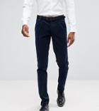 Asos Tall Skinny Pants In Navy Texture With Side Stripe - Navy