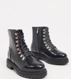 Raid Wide Fit Sofia Flatform Boots With Eyelet Detail In Black