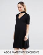 Asos Maternity Dress With High Neck Plunge - Black
