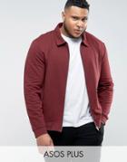 Asos Plus Jersey Harrington Jacket In Red - Red