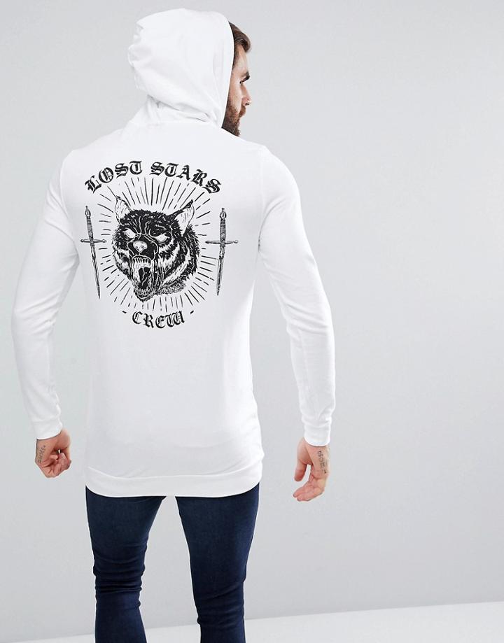 Asos Longline Muscle Hoodie With Back Print - Pink