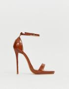 Simmi London Sheena Espresso Barely There Heeled Sandals - Beige