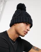 French Connection Cable Pom-pom Beanie-navy