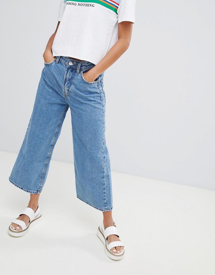 Bershka Culotte Denim Jean - Blue