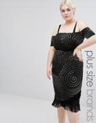 Lovedrobe Luxe Embellished Bardot Dress With Fringe Detail - Black