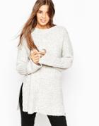 Asos Premium Blocked Pattern Sweater In Alpaca Mix - Gray