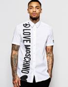 Love Moschino Smart Shirt With Short Sleeves In Regular Fit - White