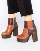 Truffle Collection Trina Patchwork Platform Ankle Boots - Brown Patch