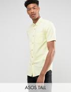 Asos Tall Regular Fit Textured Shirt In Yellow - Yellow