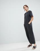 Asos Minimal Jumpsuit With Dropped Crotch - Black
