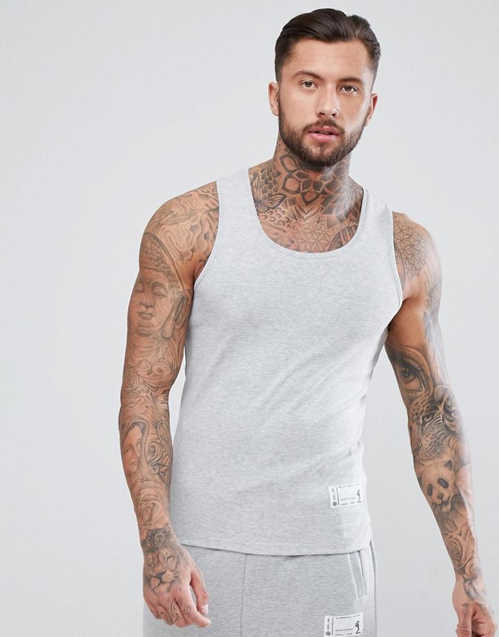 Religion Ribbed Tank With Branding - Gray