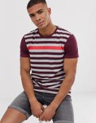 Esprit T-shirt In Multi Tone Stripe In Red-navy
