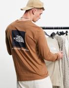 The North Face Nse Box Back Print Long Sleeve T-shirt In Brown