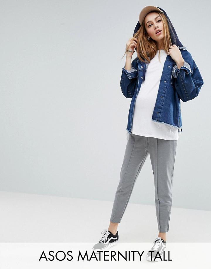 Asos Maternity Tall Marl Track Pants With Zip Sides - Gray