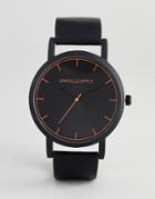Asos Design Monochrome Watch In Black With Orange Lens Print Highlights - Black