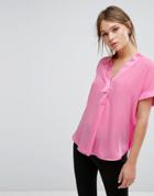 Warehouse Satin Mix Blouse - Pink