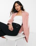 Vila Longline Oversized Tailored Blazer In Light Pink