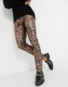 Twisted Tailor Suit Pants In Copper Scale Print-gold