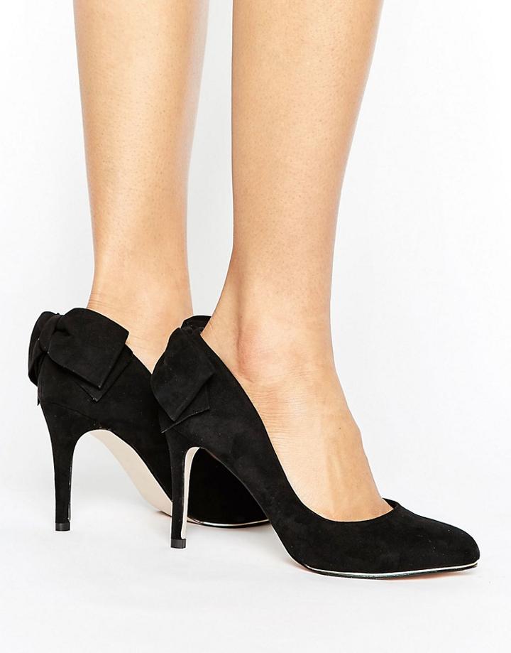Miss Kg Coral Bow Trim Court Shoe - Black
