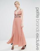 True Decadence Petite Grecian Style Maxi Dress In Pleat Fabric - Blush