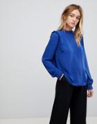 B.young Ruffle Sleeve Blouse - Blue