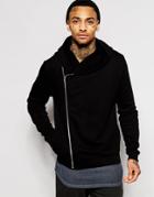 Asos Asymmetric Zip Up Hoodie - Black