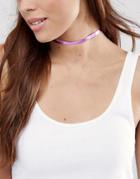 Asos Metallic Pink Choker Necklace - Pink