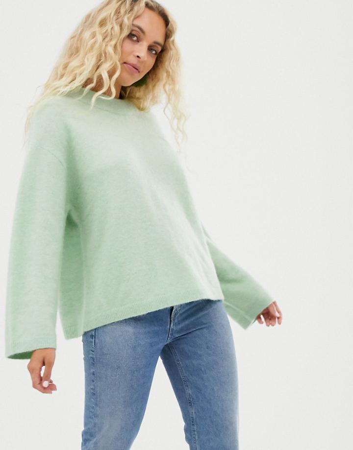 Weekday Round Neck Sweater In Mint-green