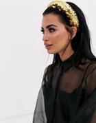 Asos Design Padded Headband With Gold Sequin Embellishment-silver