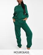 Asos Design Hourglass Tracksuit Slim Sweatshirt / Sweatpants In Dark Green
