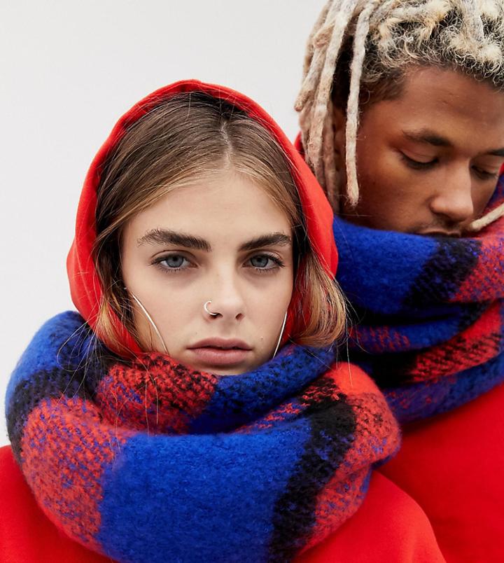 Collusion Unisex Check Scarf - Multi