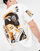 Bershka Manga Back Print T-shirt-purple