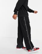 Asos Design Oversized Straight Leg Sweatpants With Snaps And Piping In Black - Part Of A Set