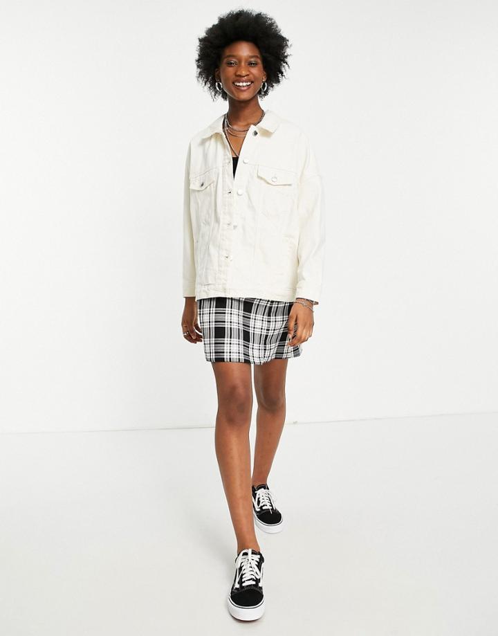 Only Oversized Denim Jacket In Washed Ecru-white