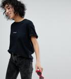 Adolescent Clothing Boyfriend T-shirt With U Ok Hun Slogan - Black